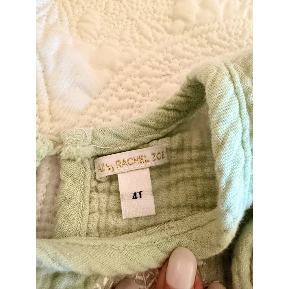 Little Girls Matching Waffle Knit Pant Set, Rachel Zoe, Green White, Size 4T